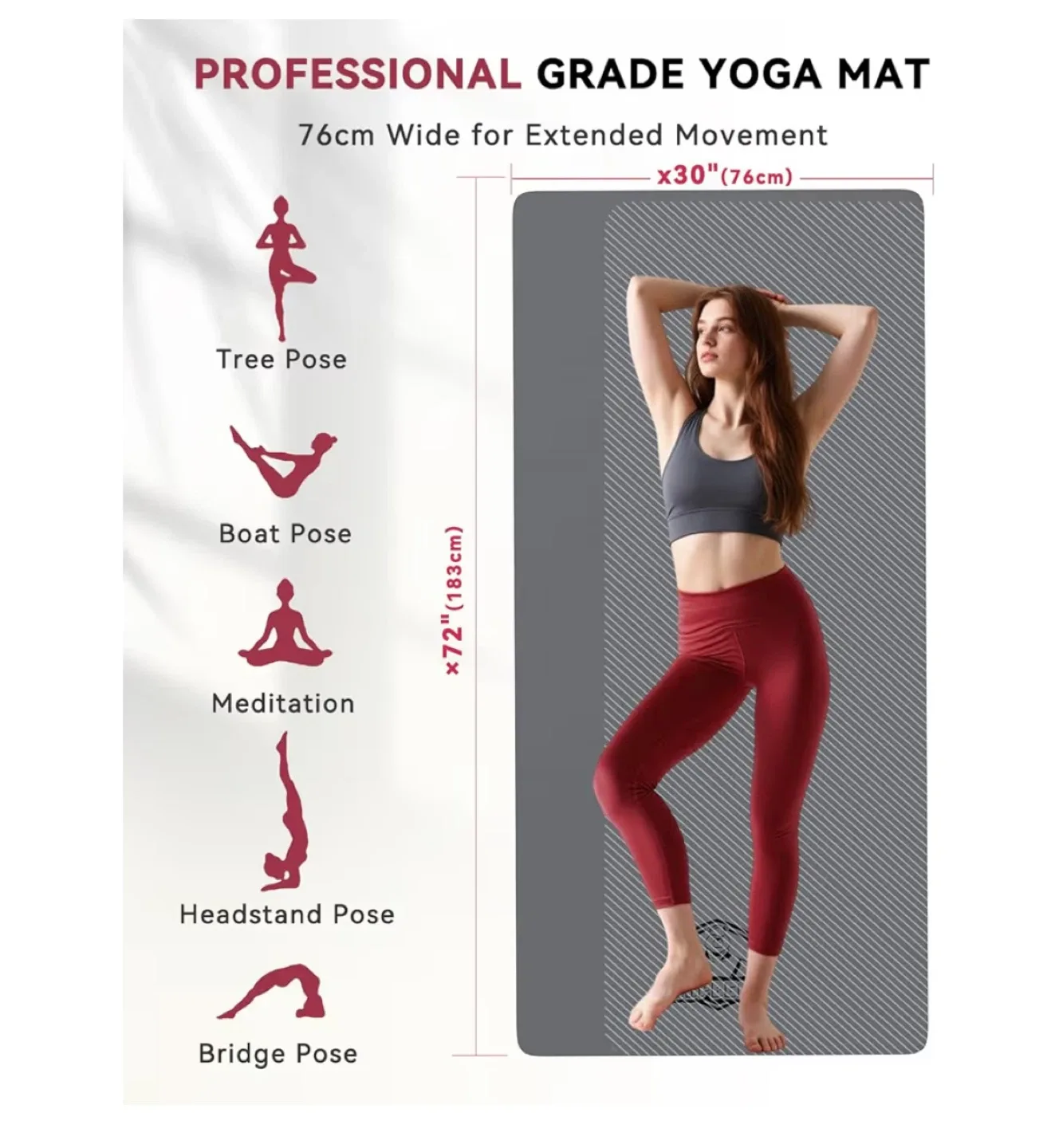 MARPELELO Professional Grade Yoga Mat - 5mm Thick image indicator(2)