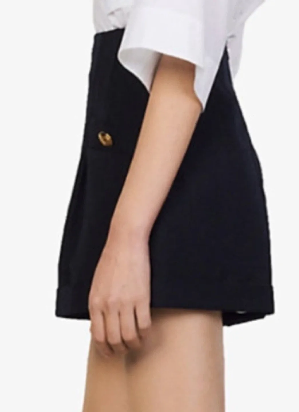 Sandro Paris Navy High-Waisted Wool Shorts image indicator(2)