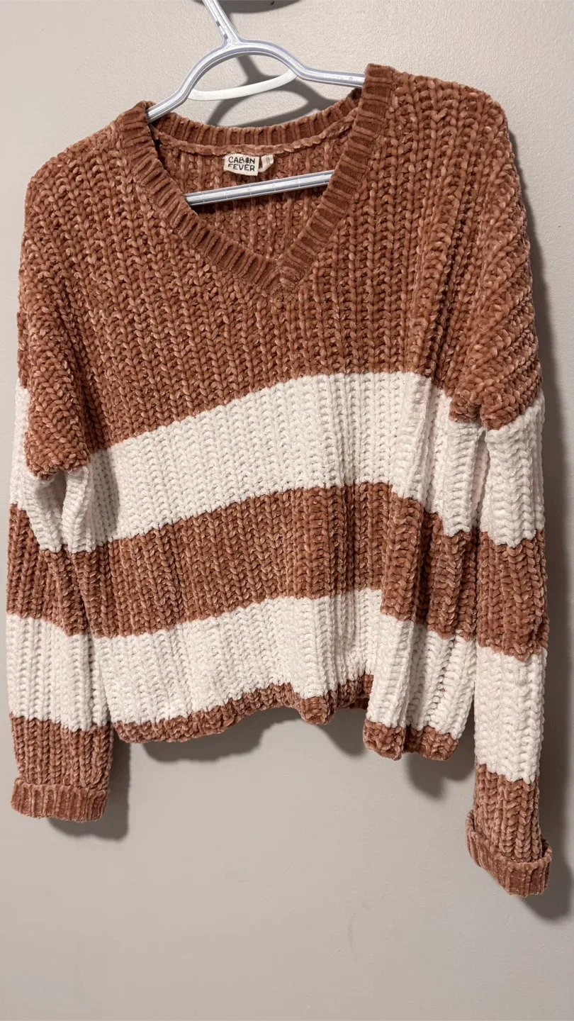 Cabin Fever Brown & White Striped Sweater image indicator(3)