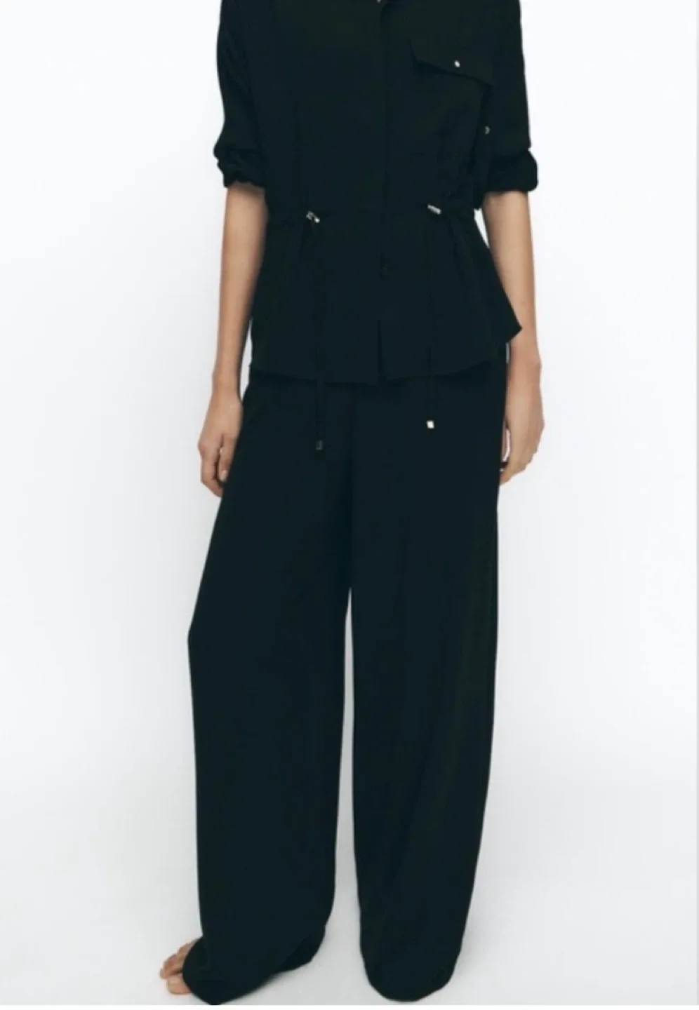 Zara Wide Leg Crepe Pants (New, Size M) thumbnail