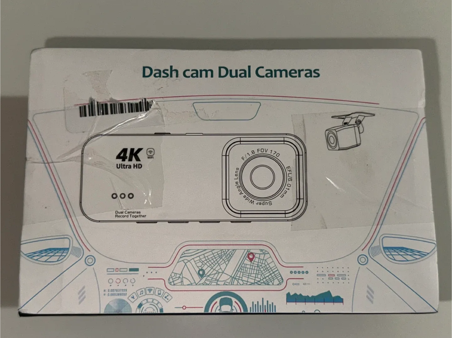 4K Ultra HD Dash Cam - Dual Cameras, New in Box image indicator(4)