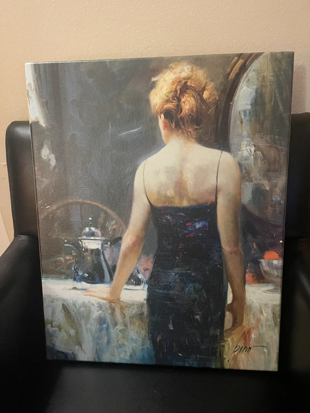 Framed Painting - Woman in Black Dress thumbnail