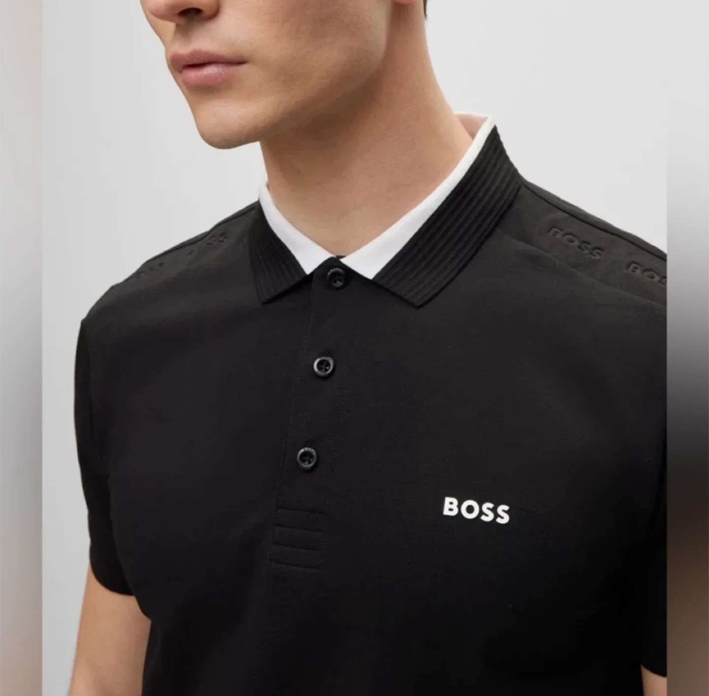 BOSS Slim-Fit Black Polo Shirt - Size M image indicator(2)