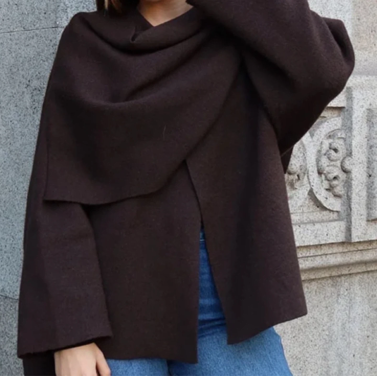 Zara Asymmetrical Knit w/Attached Scarf