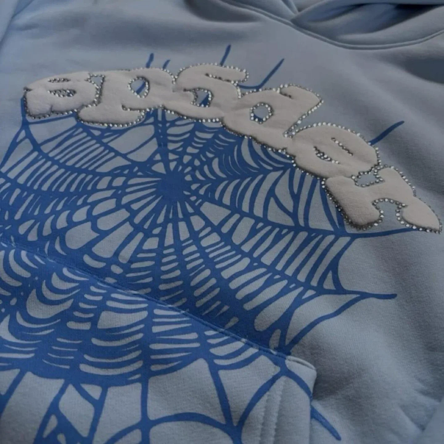 1 of 1 Light Blue Sp5der Hoodie image indicator(3)