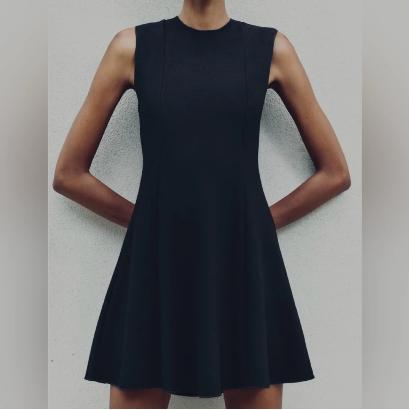 Zara Black Sleeveless Fit & Flare Dress image indicator(2)