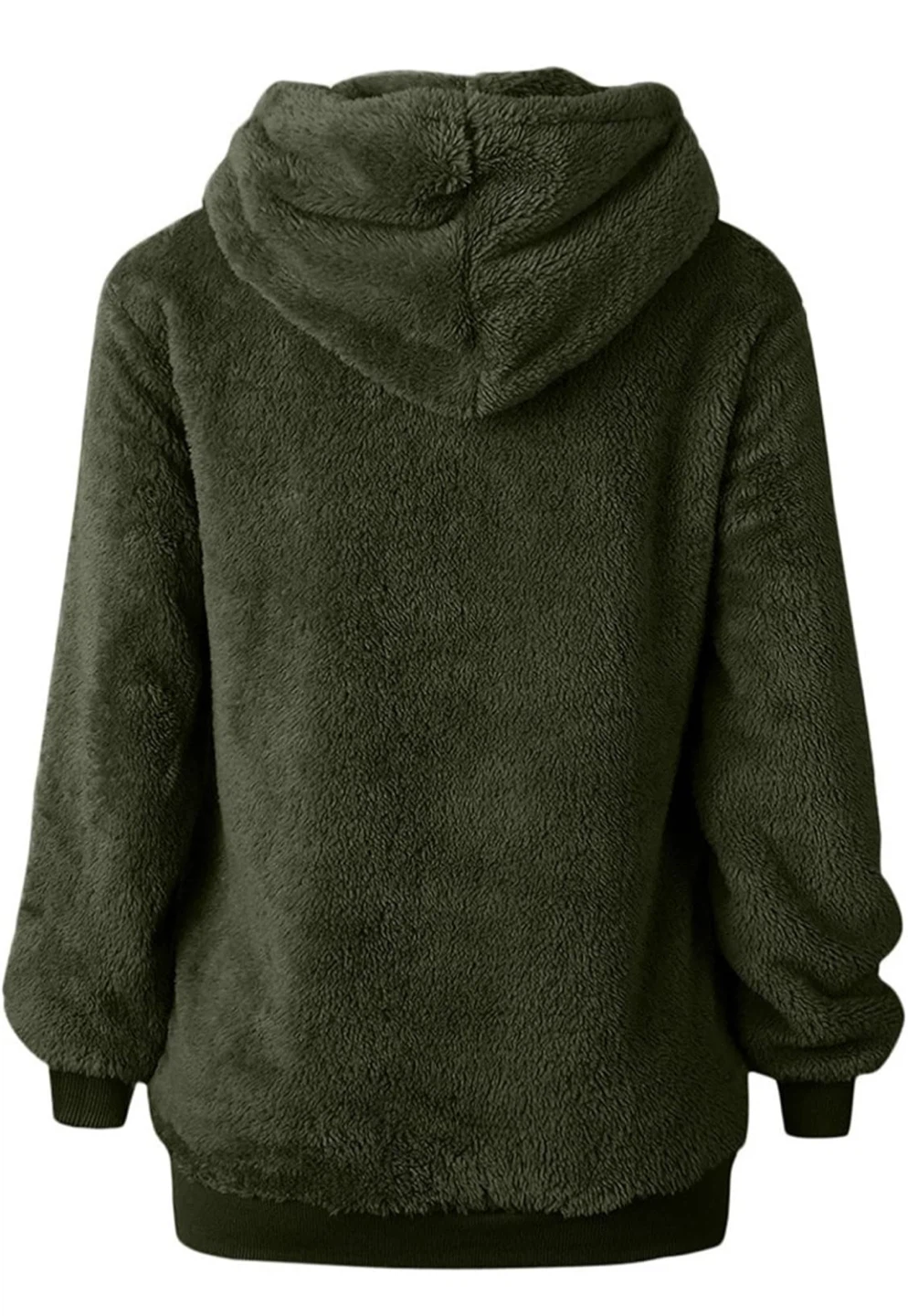 NEW! Olive Green Double Fluffy 1/4 Quarter Zip Fleece Hoodie - photo 4