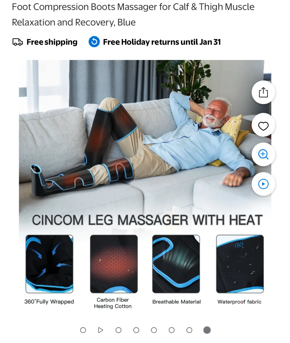 Cincom Leg Massager with Heat - Blue image indicator(3)