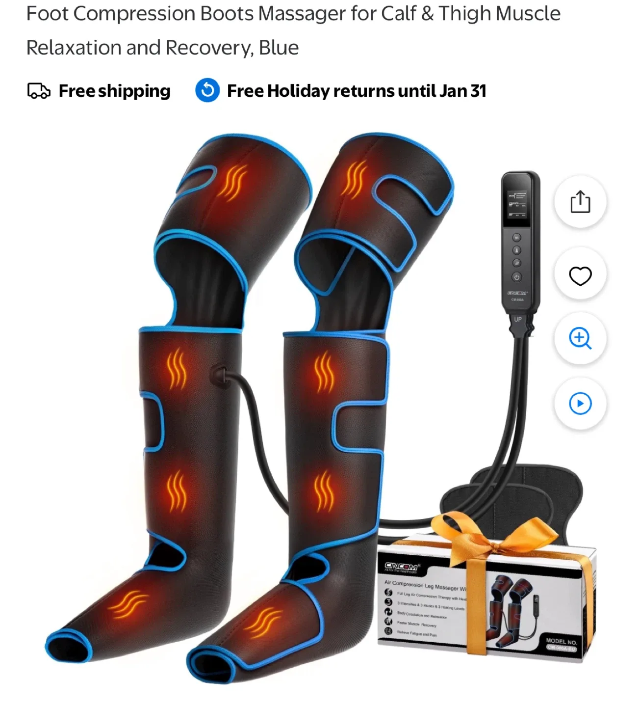 Cincom Leg Massager with Heat - Blue image indicator(2)