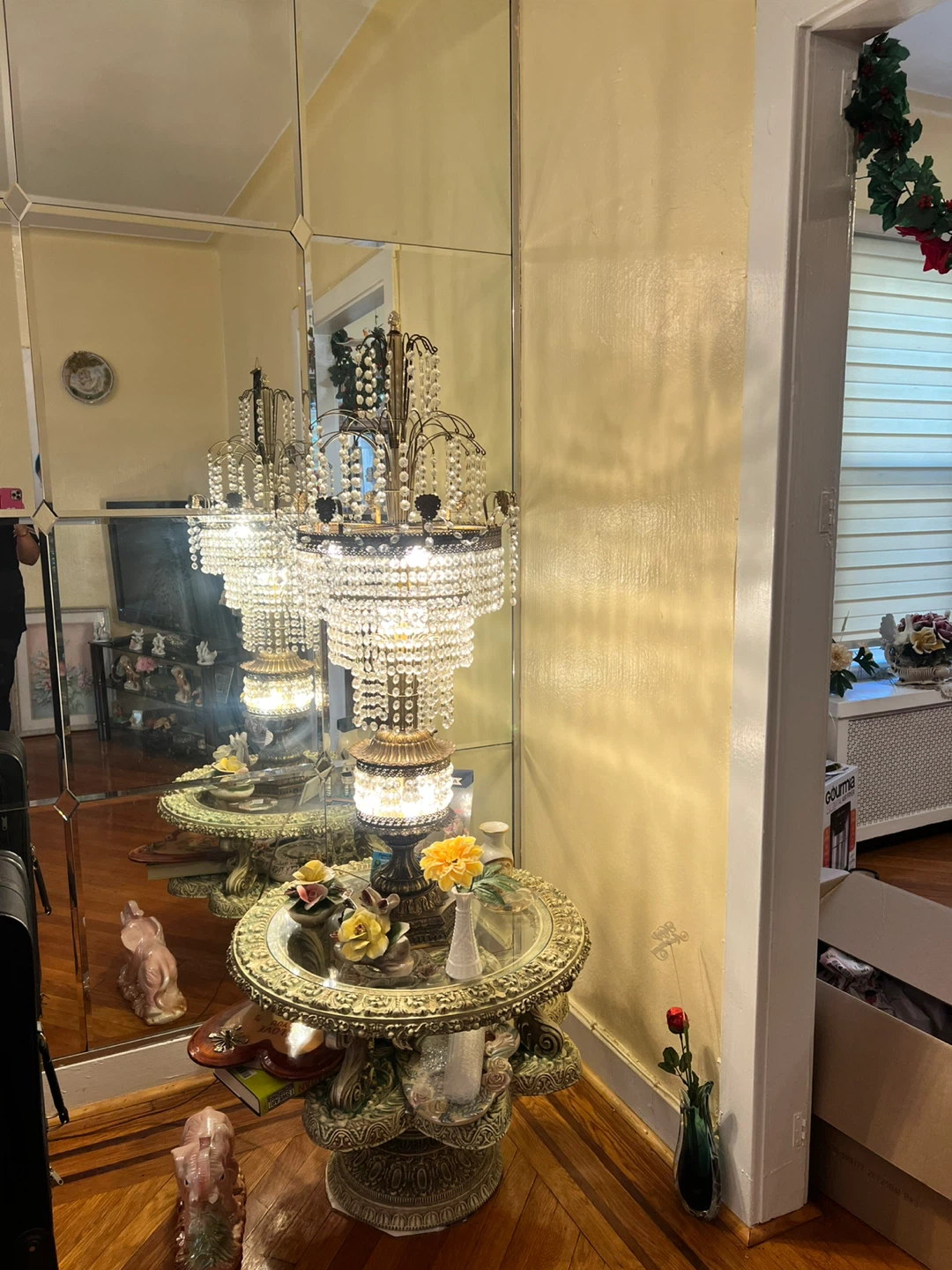 Vintage Crystal Chandelier Table Lamp - photo 2
