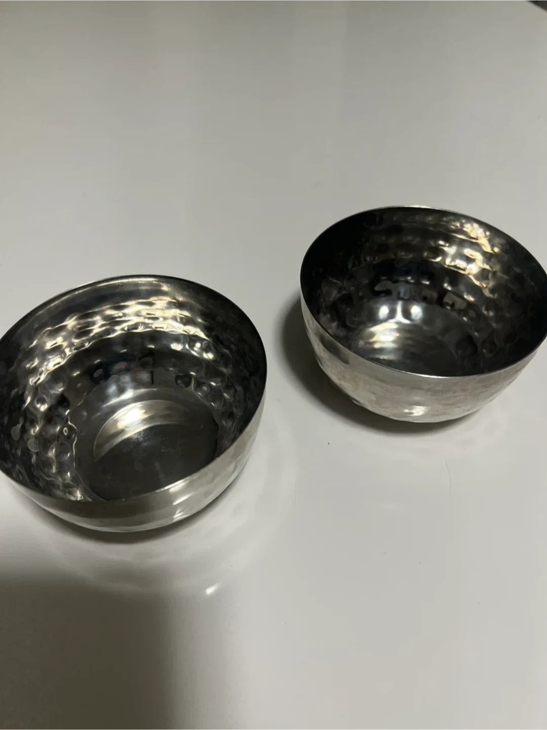 Set of 2 Stainless Steel Hammered Bowls