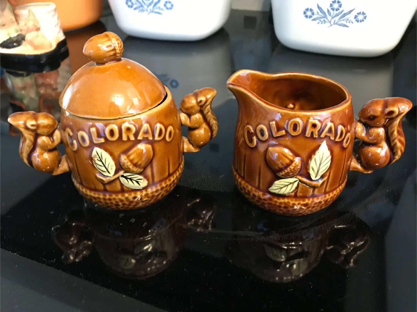 Vintage Colorado Ceramic Cream And Sugar  Brown Squirrel Design