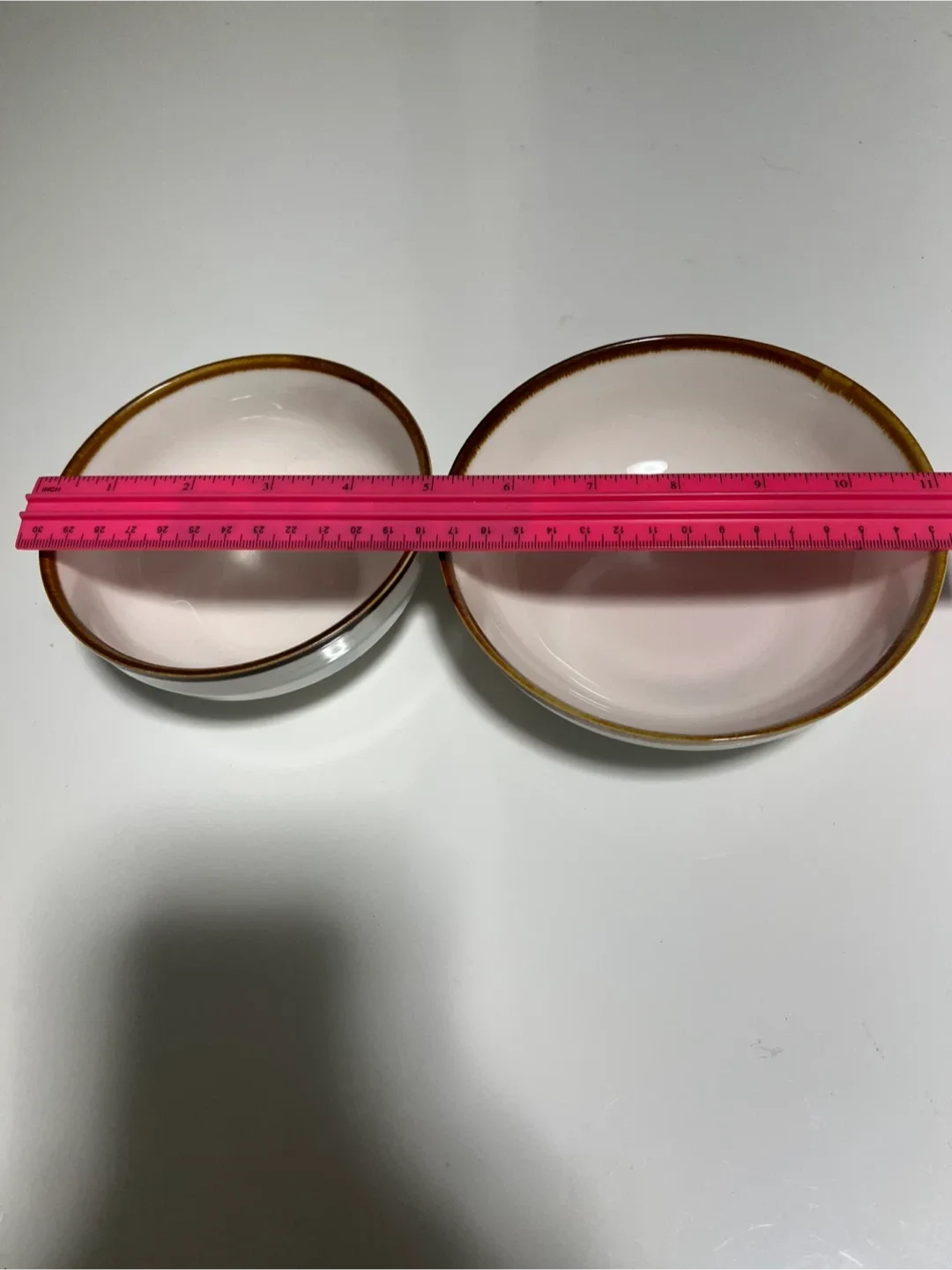 White Ceramic Bowls with Brown Rim - Set of 3 image indicator(2)