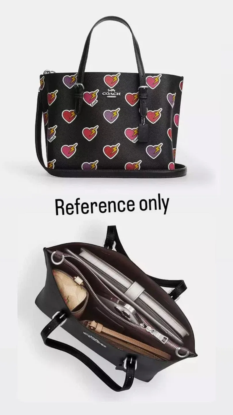 Coach Black Leather Heart Print Tote Bag image indicator(2)