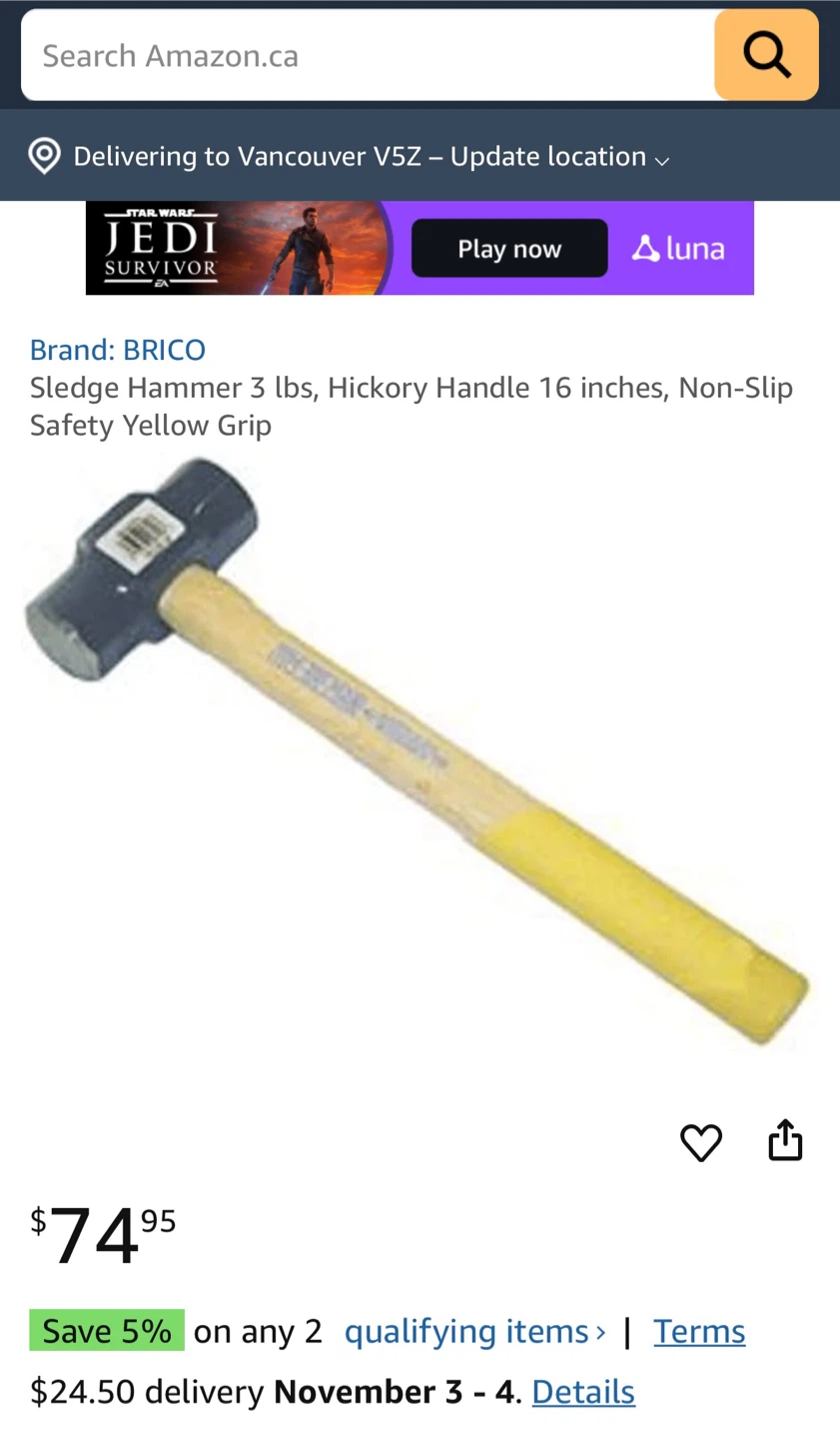BRICO 3 lbs Sledge Hammer - photo 5