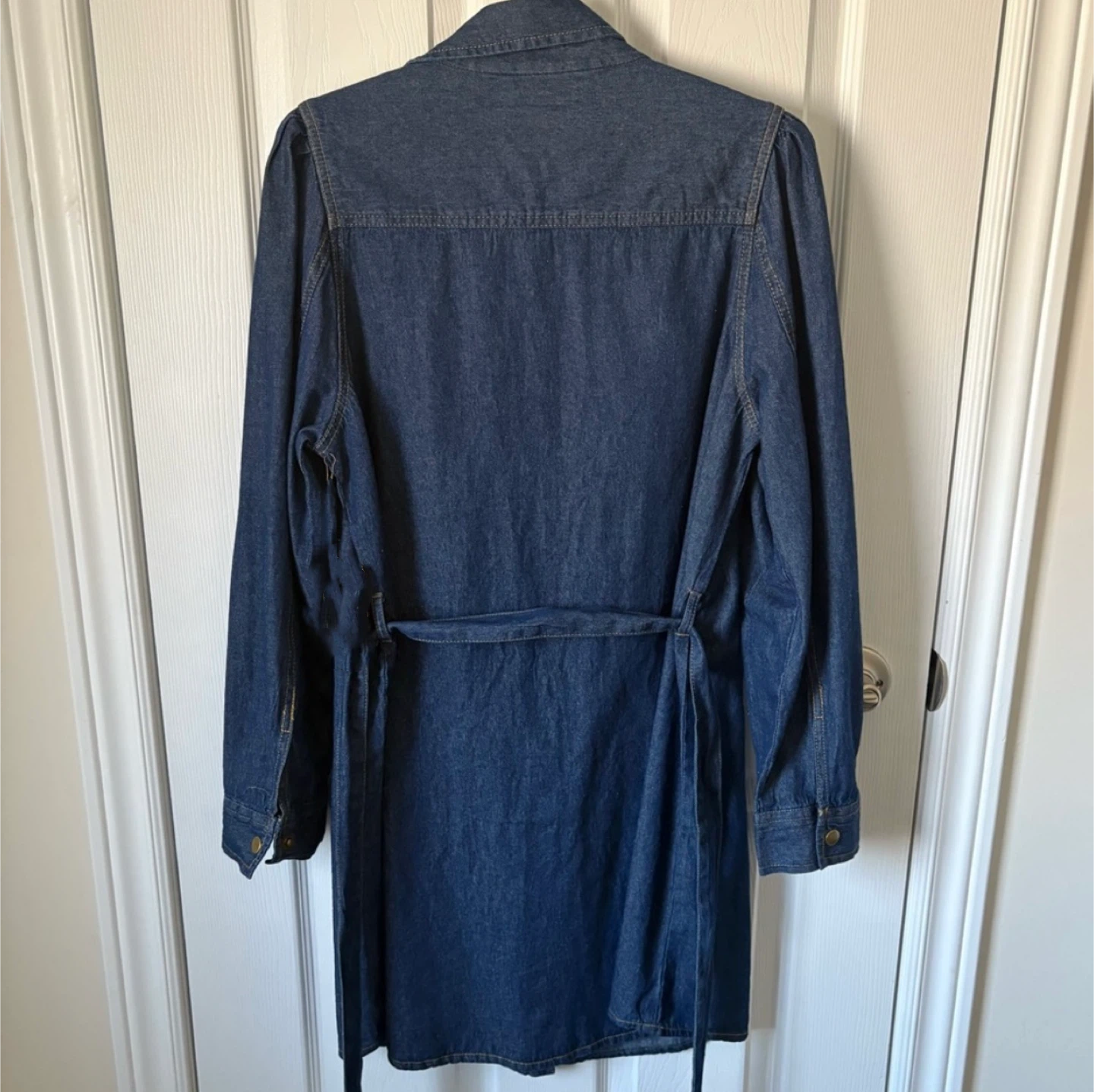 Lone Star Dark Blue Denim Long Sleeve Button Down Dress size L - photo 4