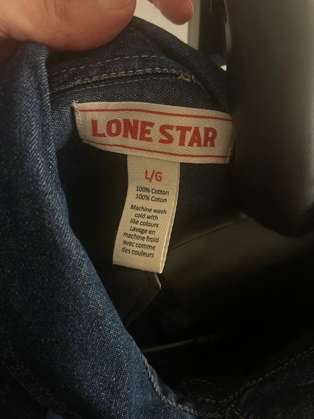 Lone Star Dark Blue Denim Long Sleeve Button Down Dress size L image indicator(3)