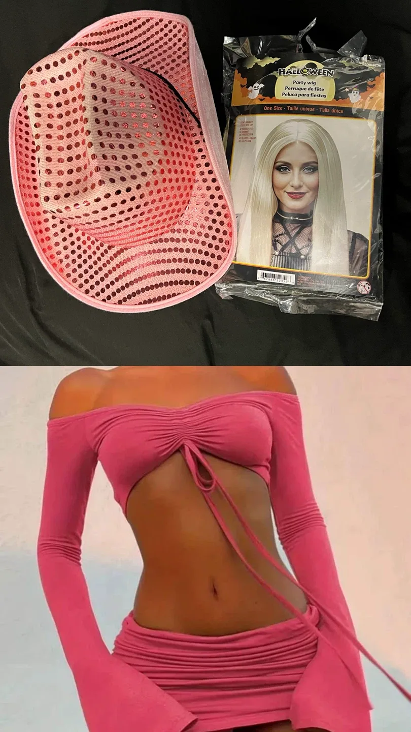 Pink cowboy cowgirl hat Halloween costume Two-Piece Set