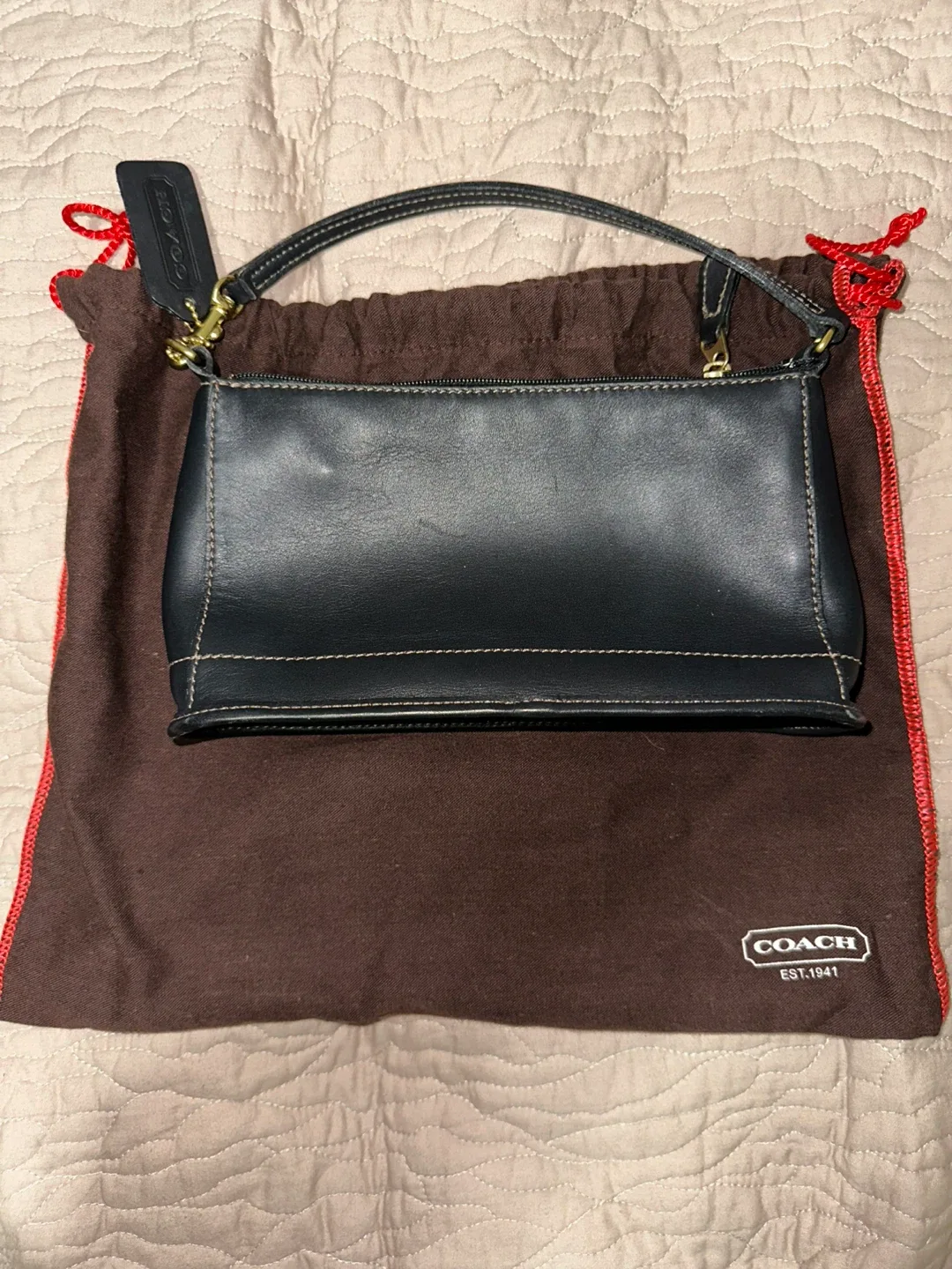 Coach Black Leather Mini Baguette