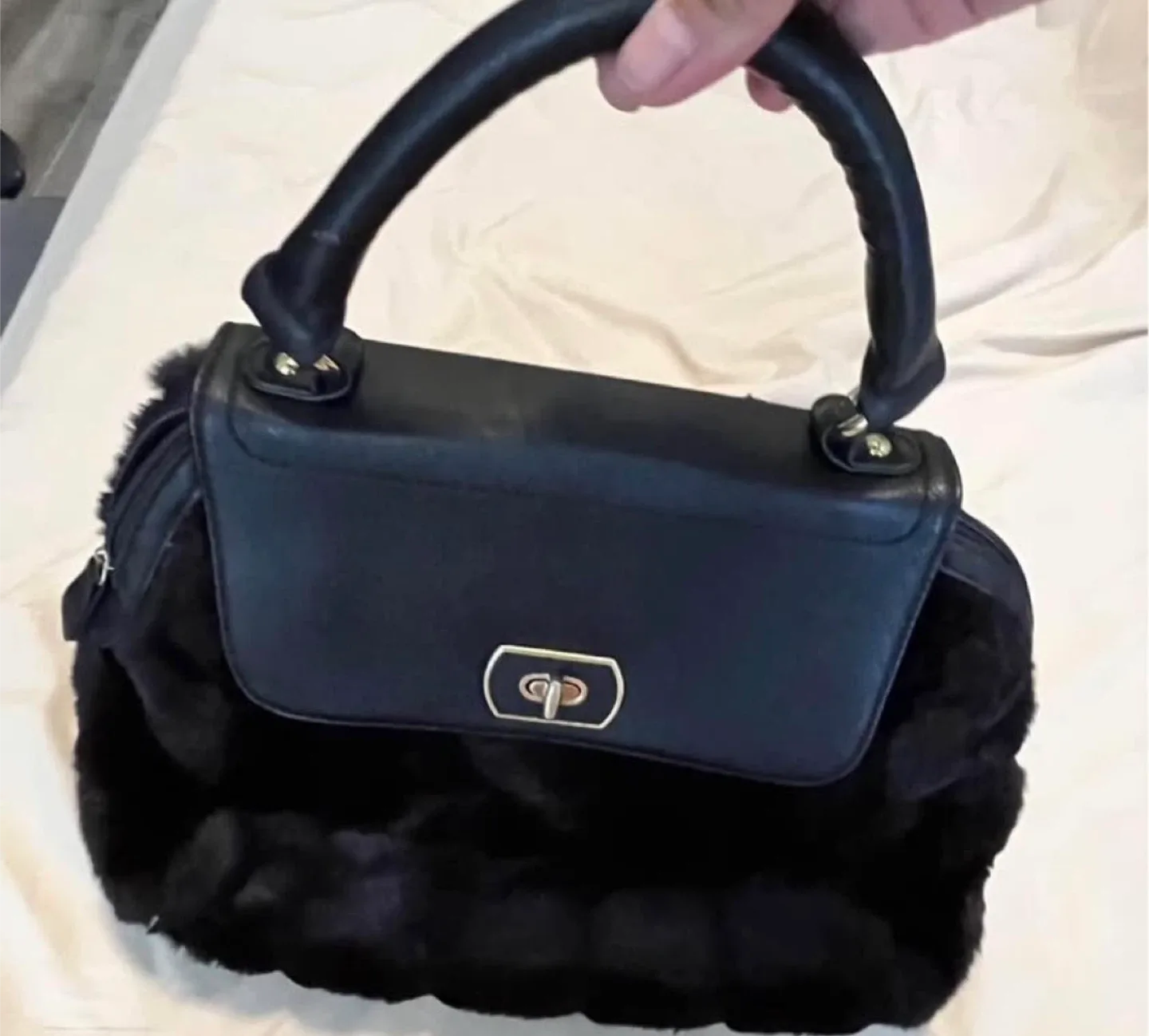 Black Faux Fur Handbag image indicator(3)