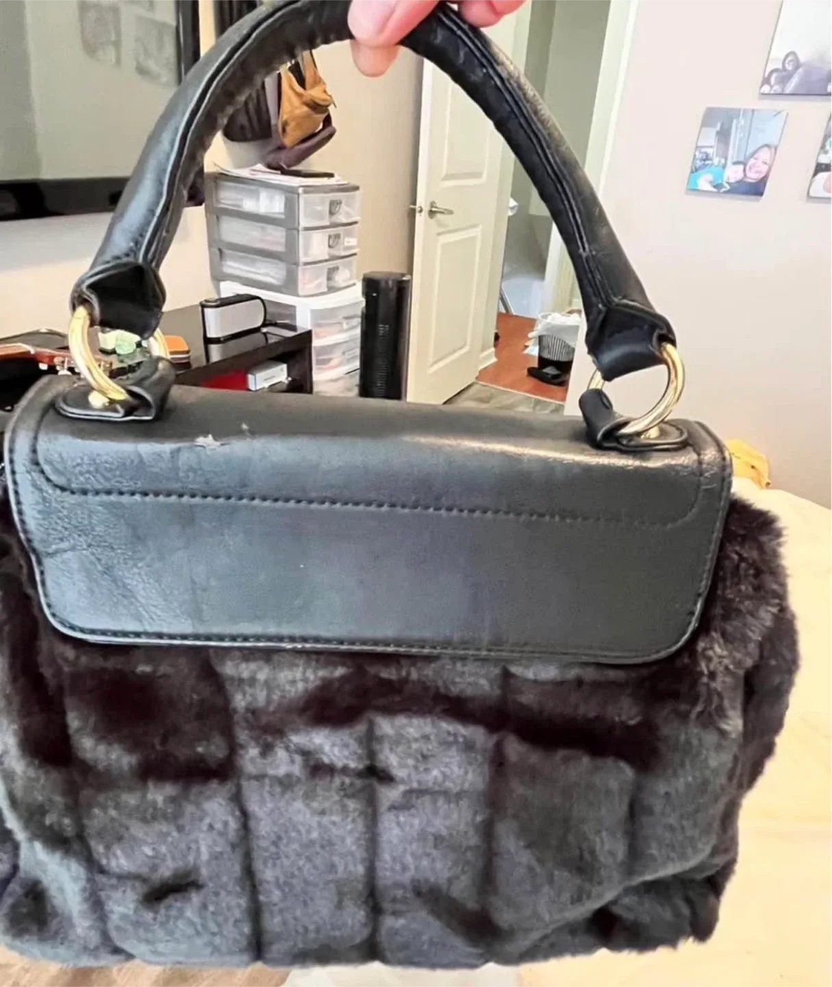 Black Faux Fur Handbag image indicator(2)