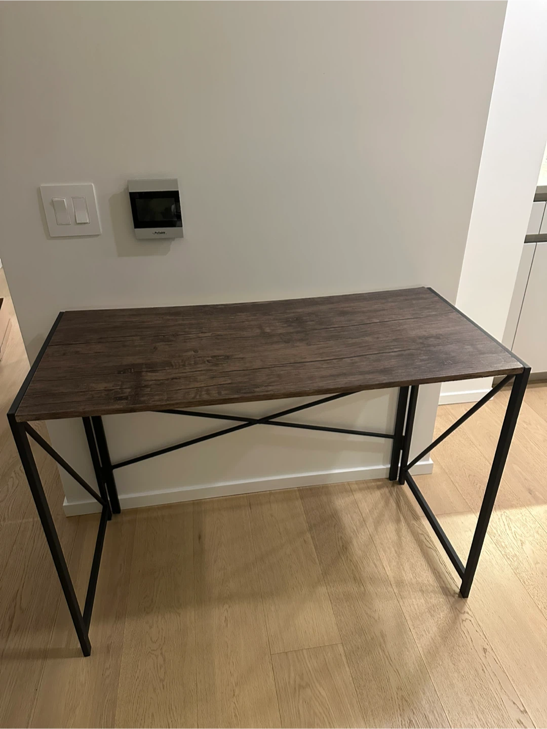 Folding Desk - Brown Wood & Black Frame