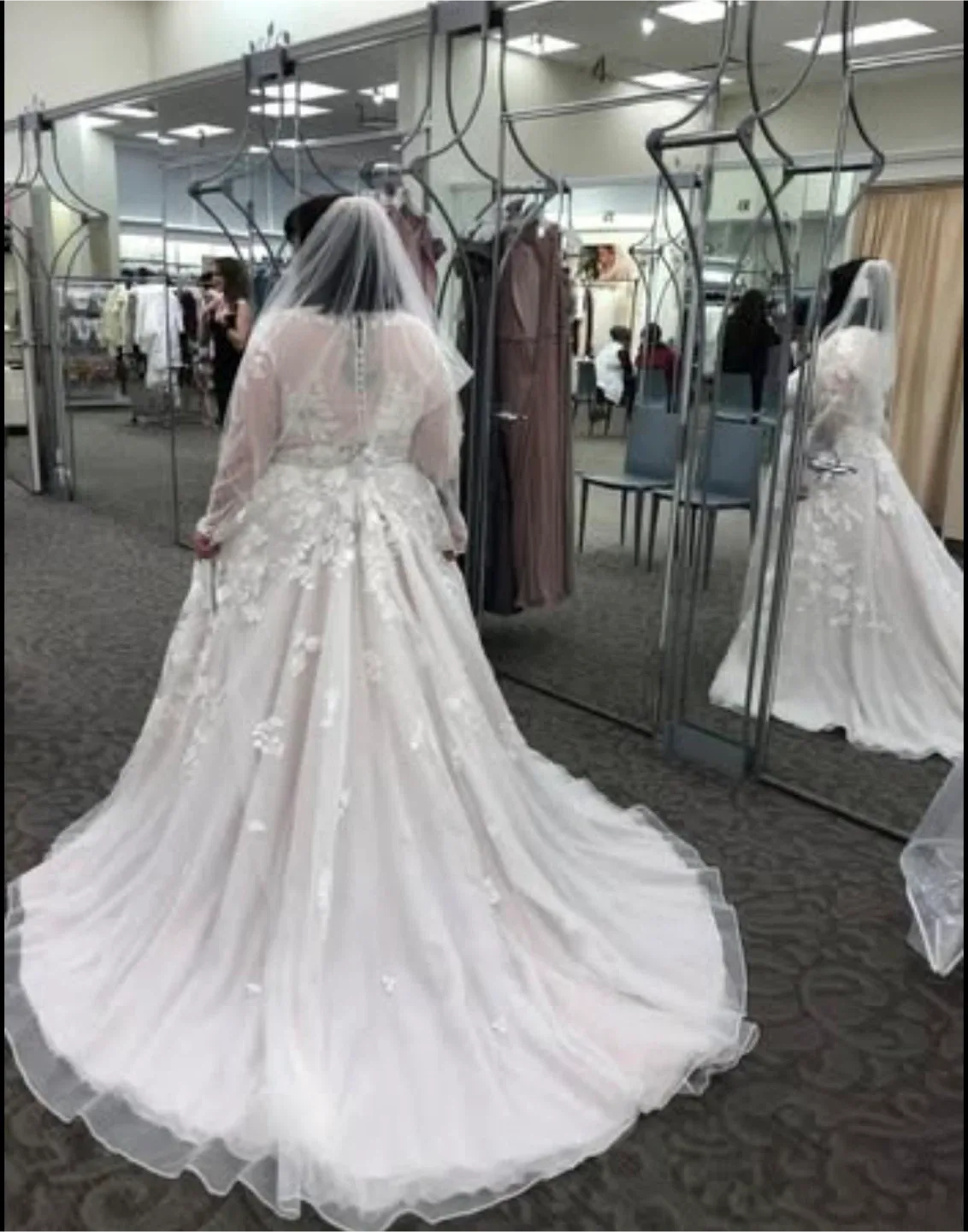 Galina Signature Illusion Long Sleeve Wedding Dress image indicator(2)