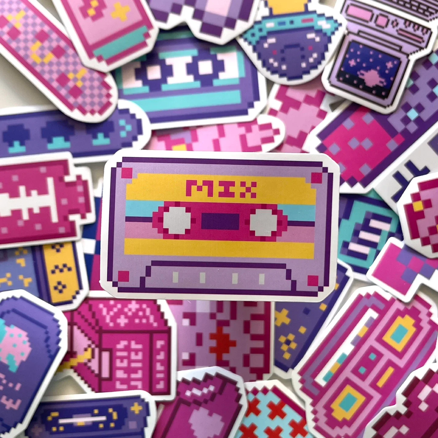 Pack of 50 Cute Cartoon Pixel Stickers image indicator(5)