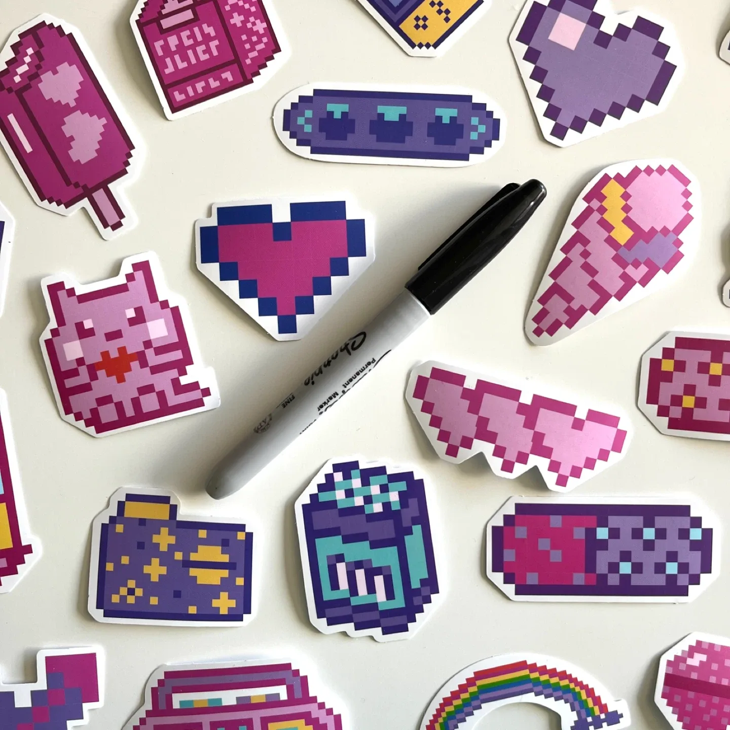 Pack of 50 Cute Cartoon Pixel Stickers image indicator(7)