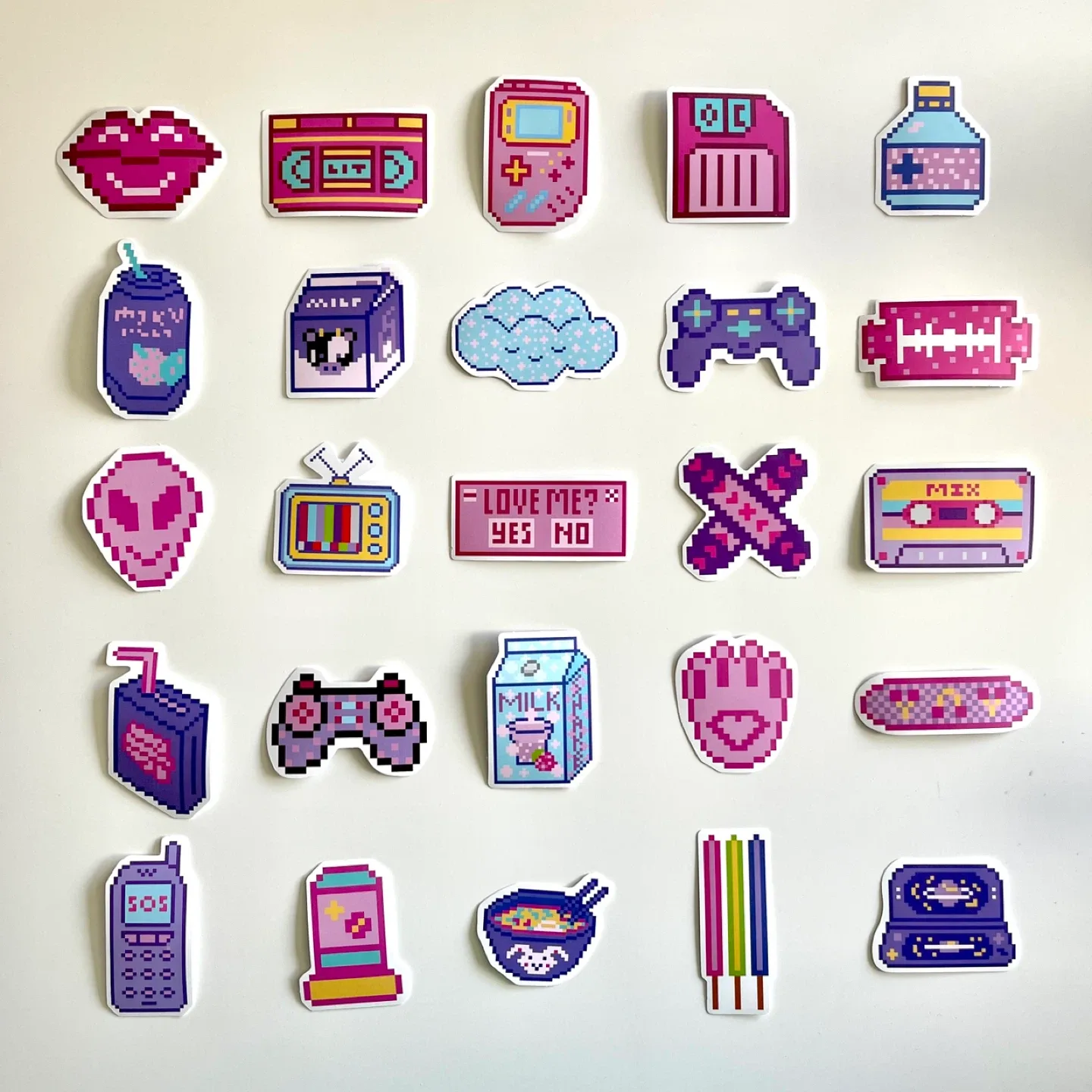 Pack of 50 Cute Cartoon Pixel Stickers image indicator(8)