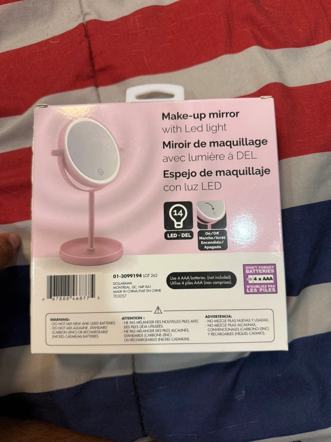 New Make-up Mirror with LED Light - Pink image indicator(2)