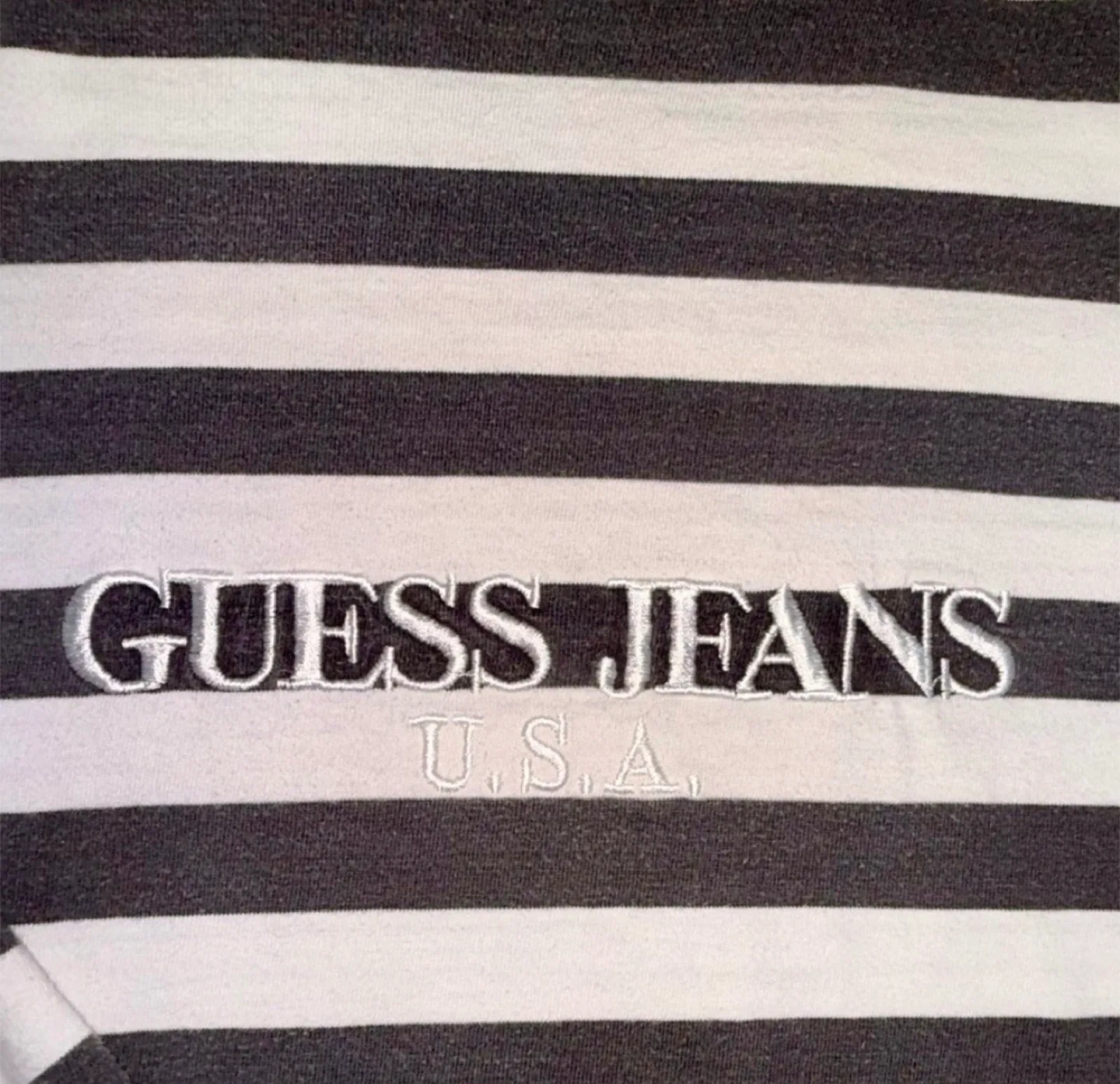RARE 90s OG Guess Striped Long Sleeve Embroidered Vintage Shirt image indicator(4)