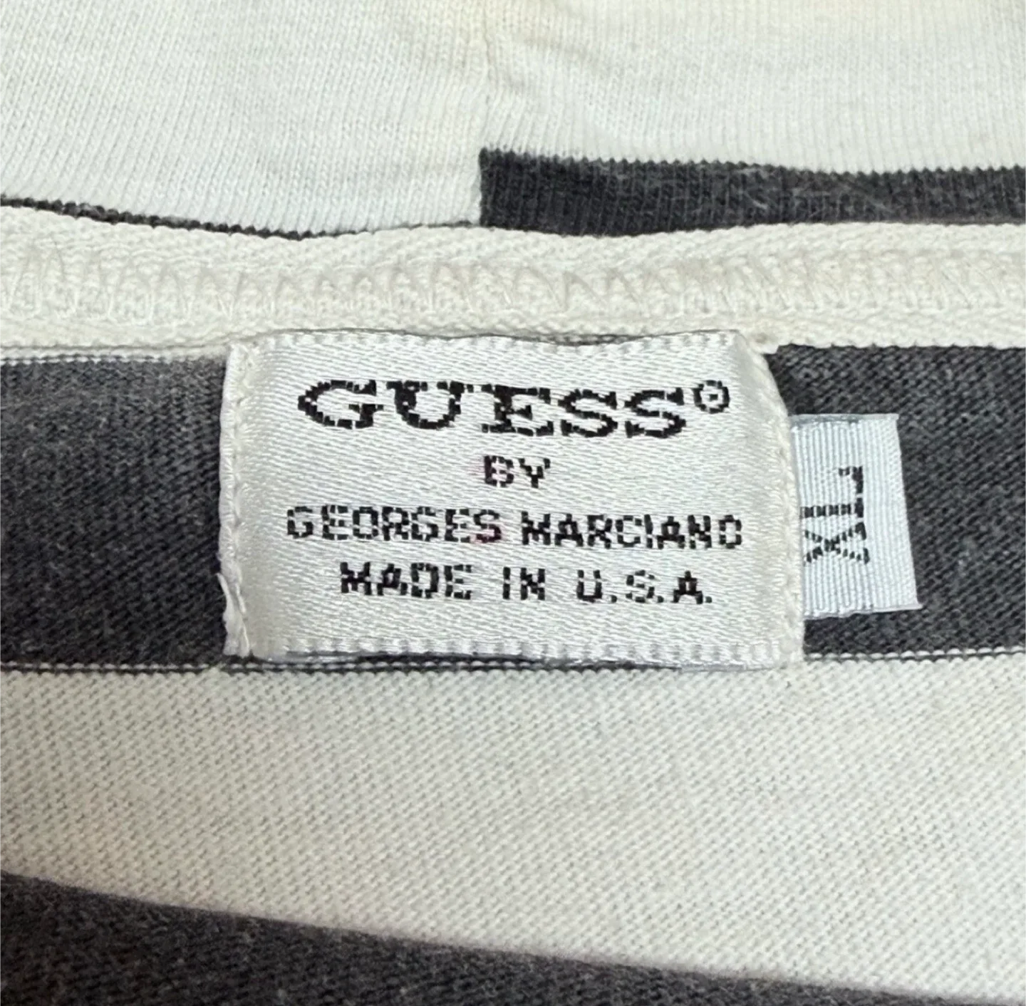 RARE 90s OG Guess Striped Long Sleeve Embroidered Vintage Shirt image indicator(2)