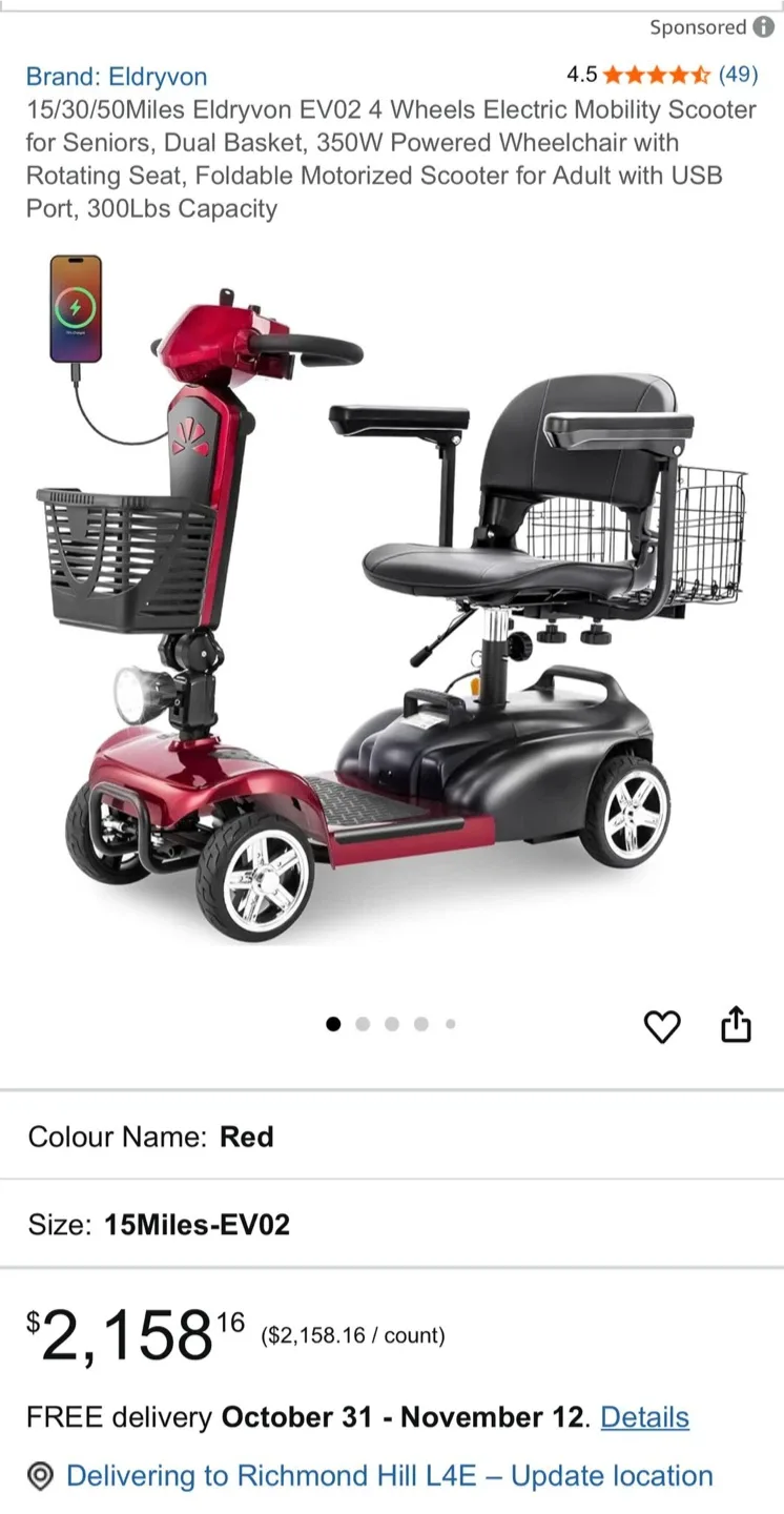 Electric Mobility Scooter - Red image indicator(5)