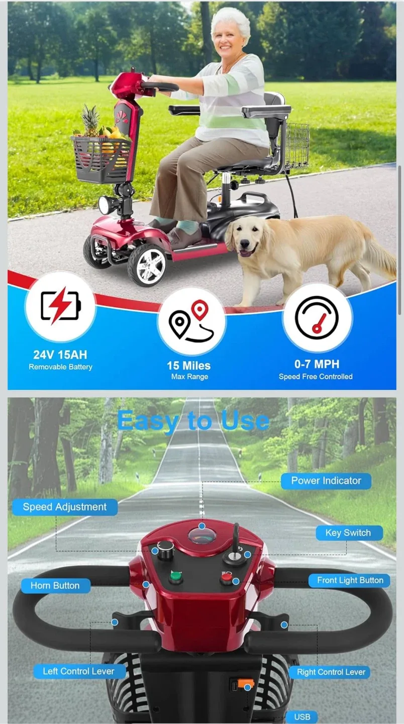 Electric Mobility Scooter - Red image indicator(3)