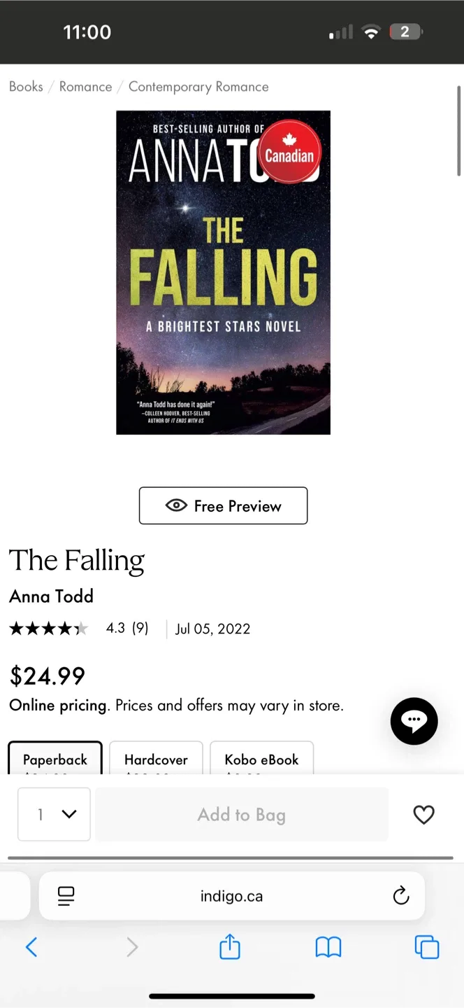 Book - The Falling by Anna Todd image indicator(3)