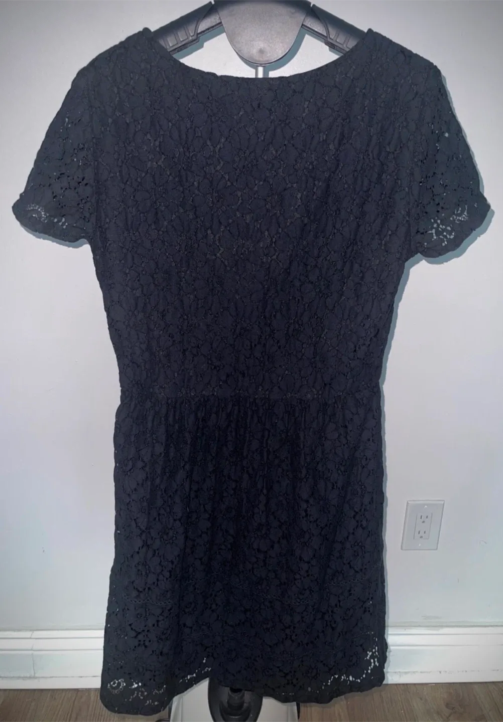 Vila Black Floral Lace Mini Dress Size 6 image indicator(5)