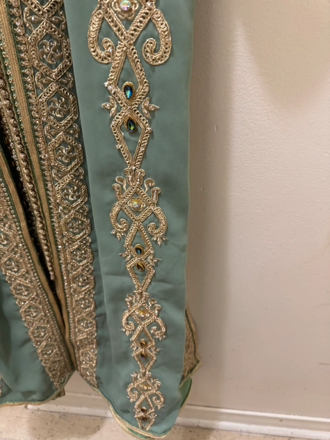 Mint Green Embroidered Moroccan Kaftan - photo 3