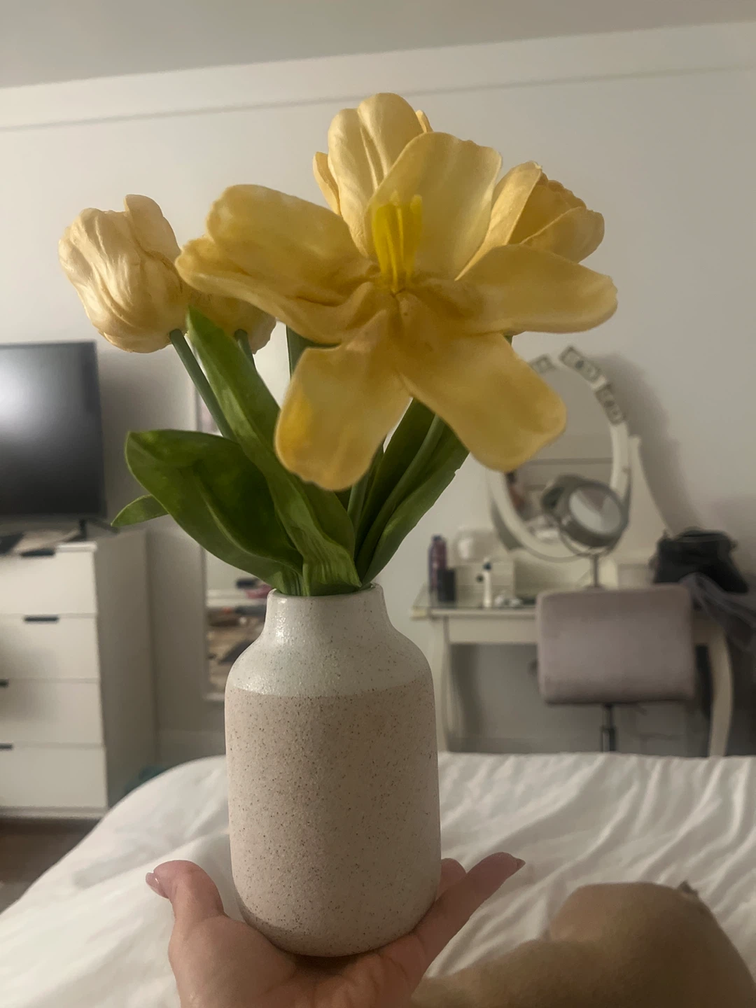 Yellow Tulip Faux Floral Arrangement