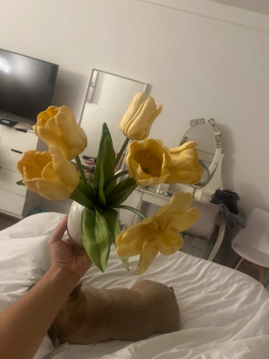 Yellow Tulip Faux Floral Arrangement - photo 2