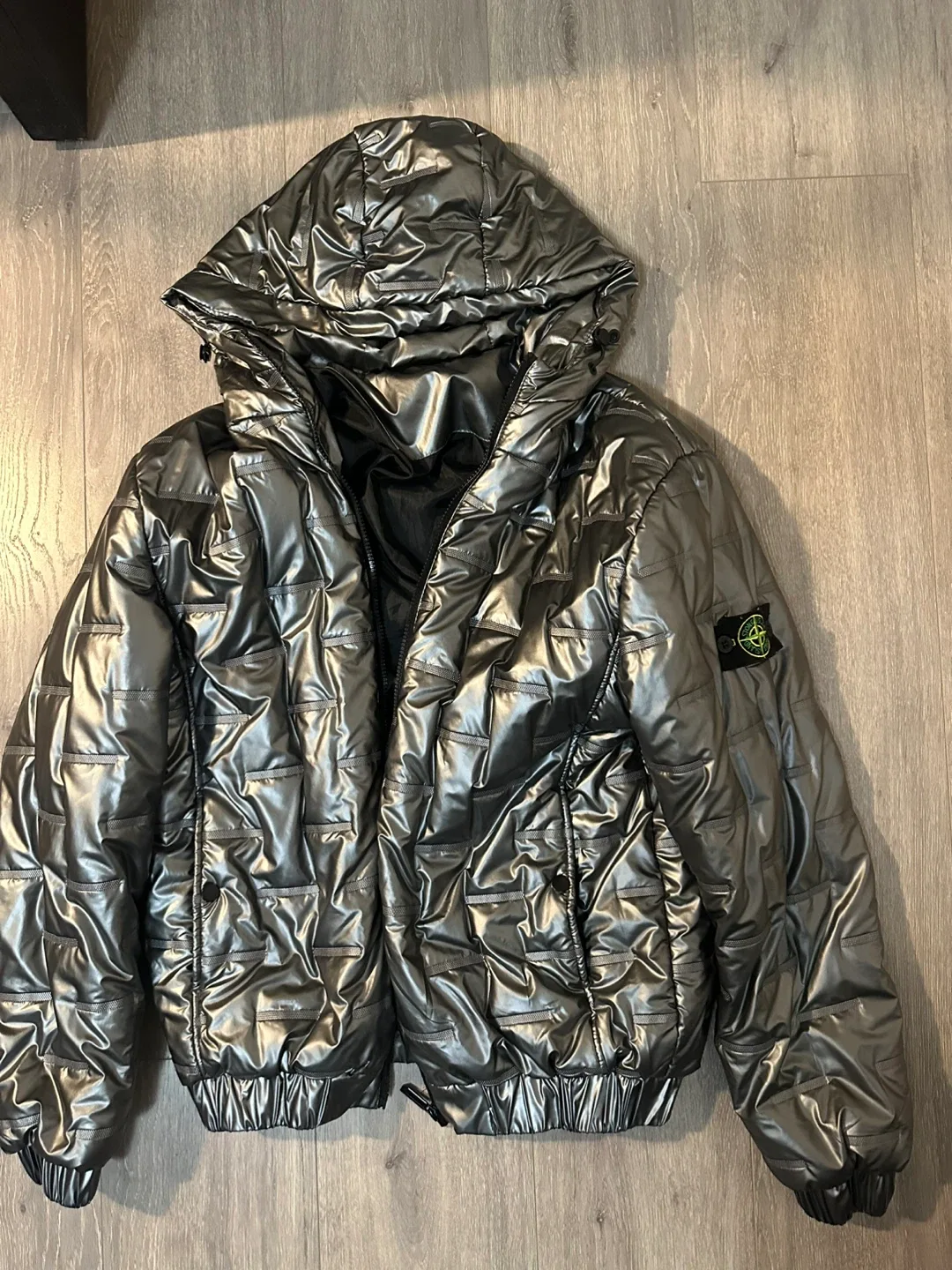 Stone Island Metallic Silver Puffer Jacket image indicator(2)