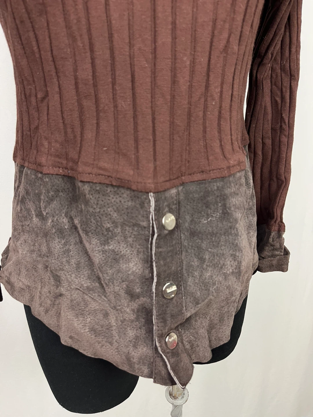 Brown Turtleneck Top with Suede Accent - photo 4