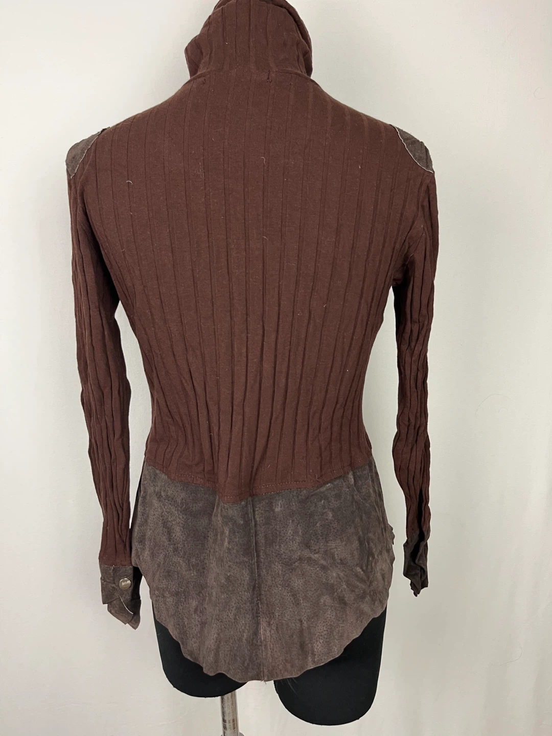 Brown Turtleneck Top with Suede Accent - photo 2