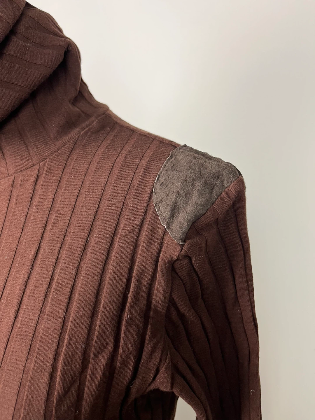 Brown Turtleneck Top with Suede Accent - photo 3