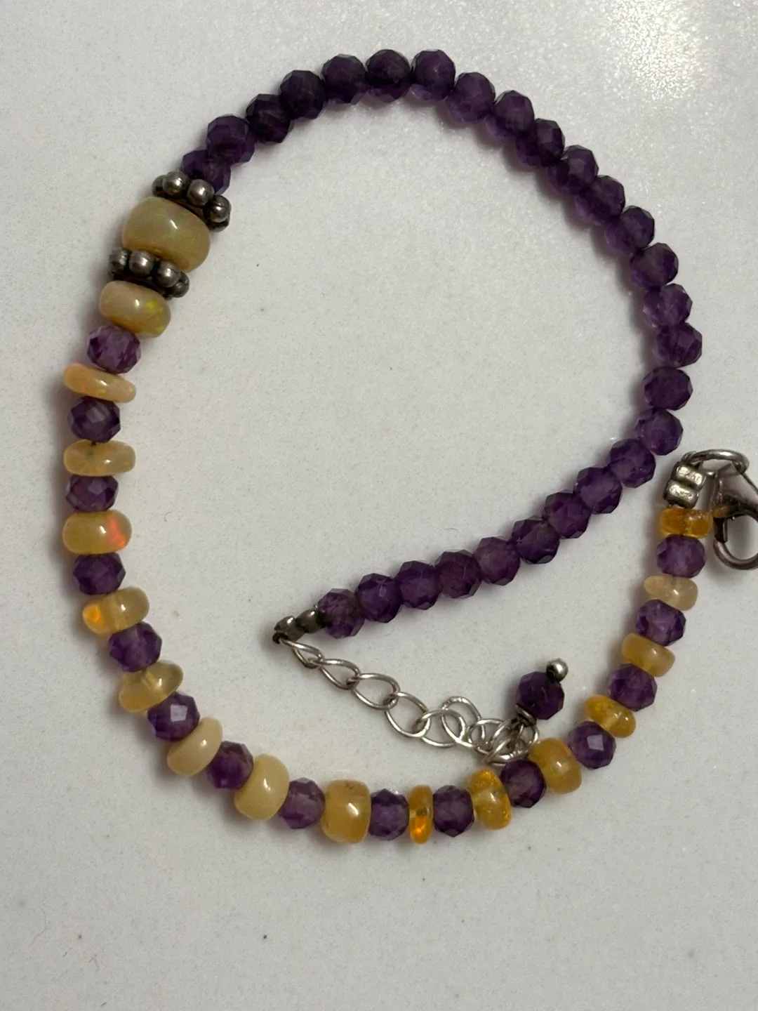 7 inch Ethiopian opal + amethyst bracelet image indicator(2)