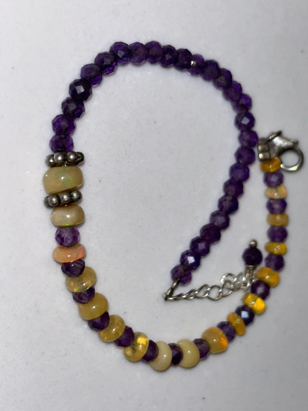 7 inch Ethiopian opal + amethyst bracelet image indicator(4)