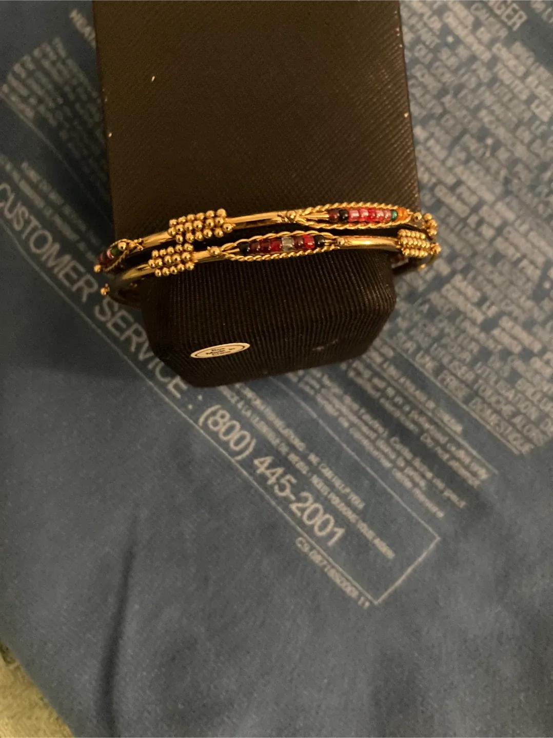 Gold Tone Beaded Bangle Set image indicator(4)