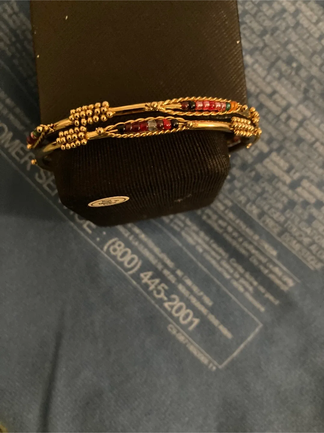 Gold Tone Beaded Bangle Set image indicator(2)