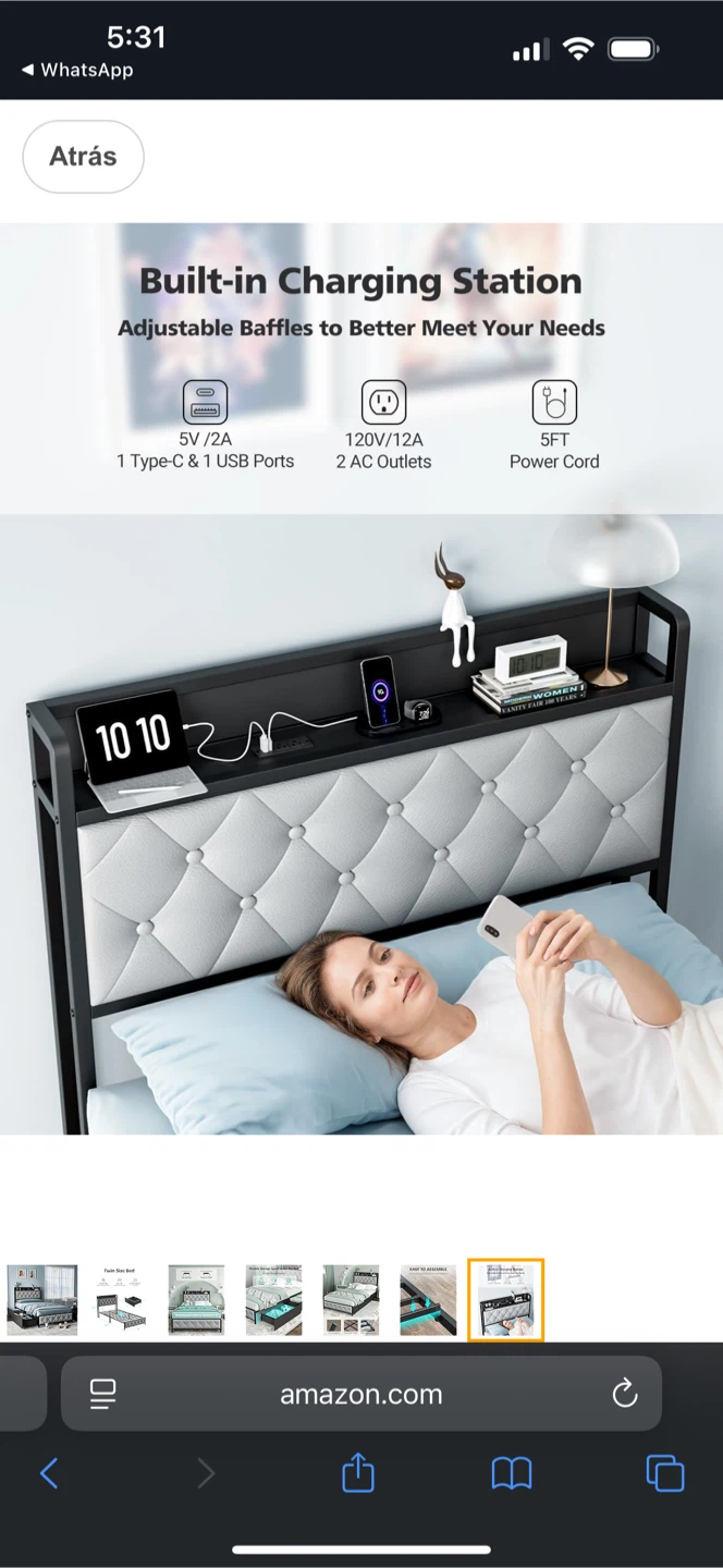 Full Size Bed Frame with Storage Drawers & Charging Station - photo 5
