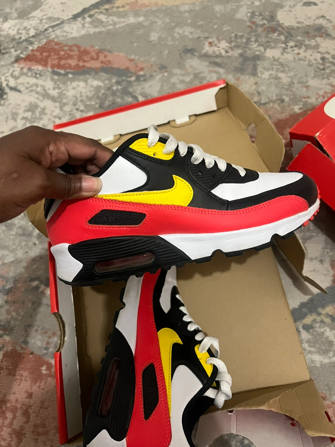 Nike Air Max 90 White/Black/Red/Yellow - Size 4.5Youth - photo 5